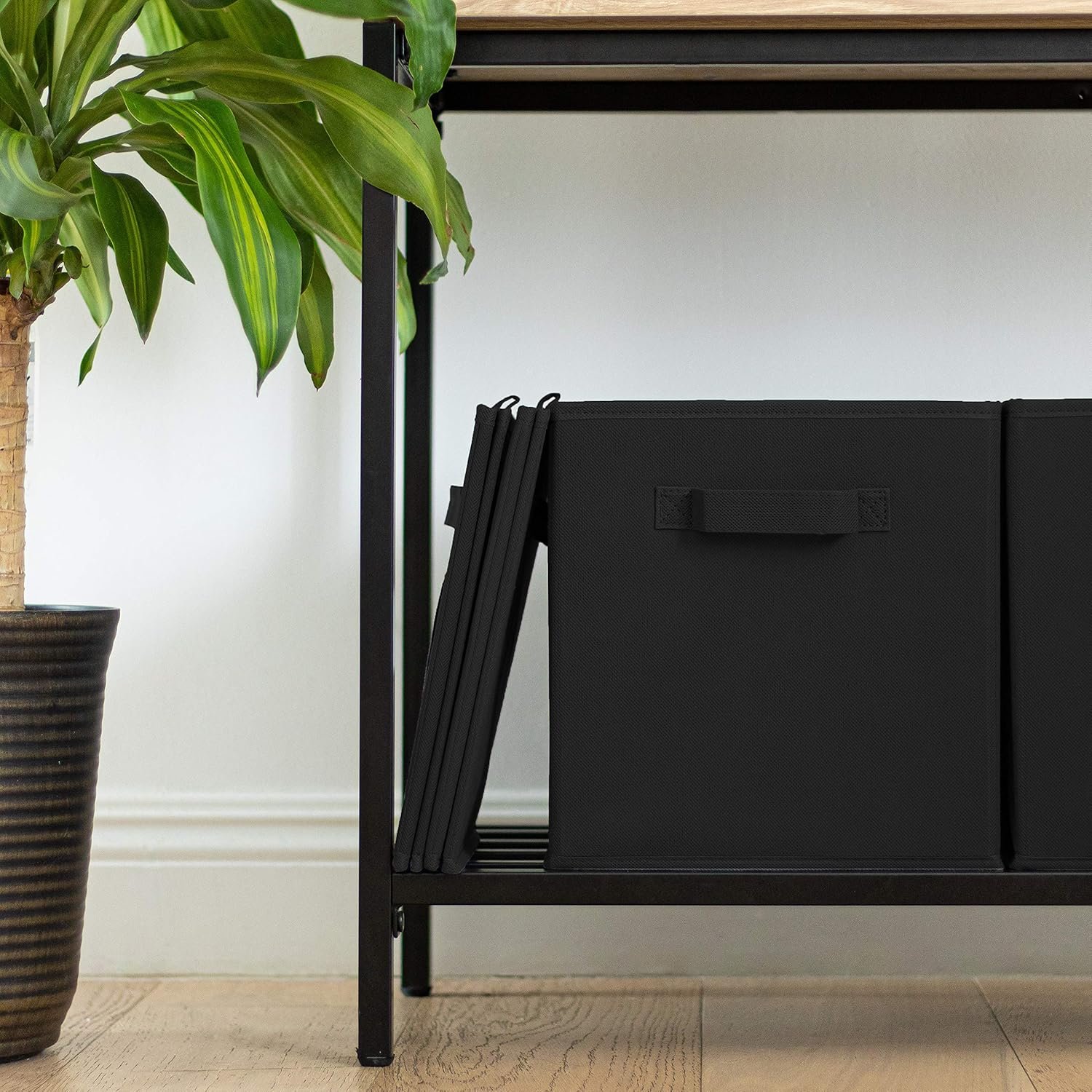 Pomatree Storage Cubes - 11 inch Cube Storage Bins (9 Pack) | Foldable Cubby Organizer Bin for Closet, Clothes and Toys | 2 Reinforced Handles | Fabric Basket Bin (Black) - Image 7