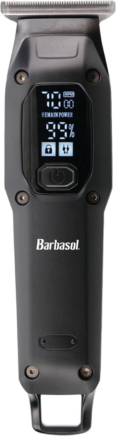 Barbasol T-Blade Trimmer, Rechargeable Hair and Beard Trimmer for Men, Dual Speed Hair Trimmer with 6 Clipper Guide Combs, LED Display, Clipper Oil, Brush, & Travel Bag - Image 5