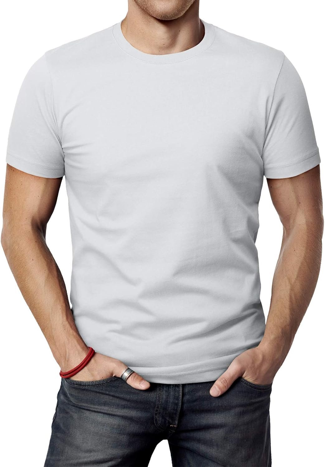 H2H Mens Casual Slim Fit Short Sleeve T-Shirts Soft Lightweight V-Neck/Crew-Neck Size XS to 3XL - Image 2