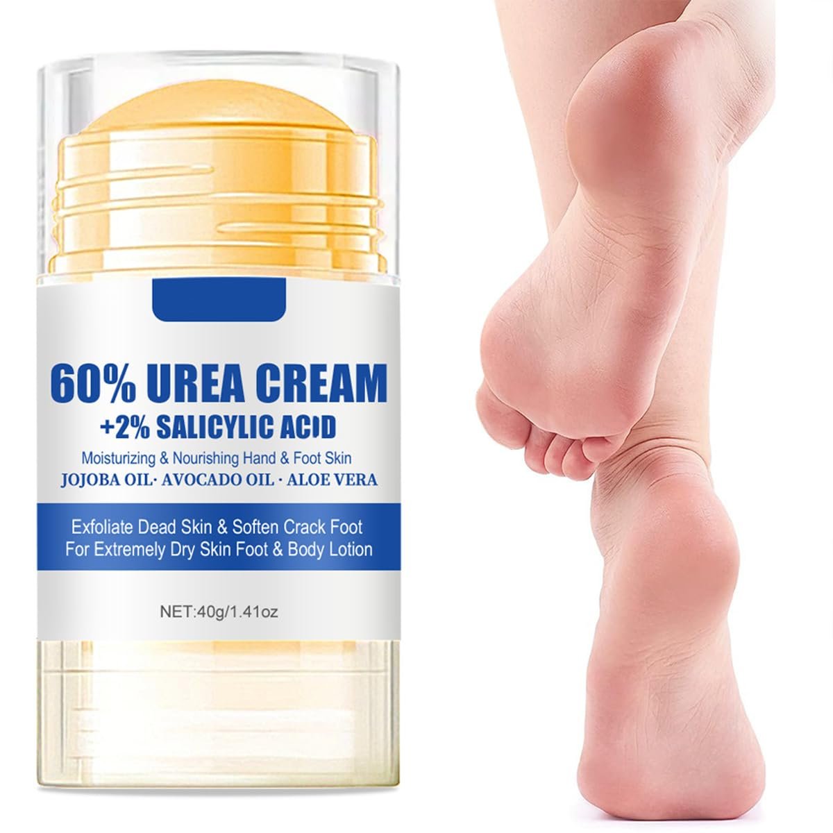 2Pcs Urea 60% Moisturizer and Anti-Cracking Foot Cream,Intensive Repair Dry Cracked Skin,Urea Heel Stick Balm,Hands,Heels,Elbow and Knees,Softens Hydrating Nourish Foot Care for Women and Men - Image 3