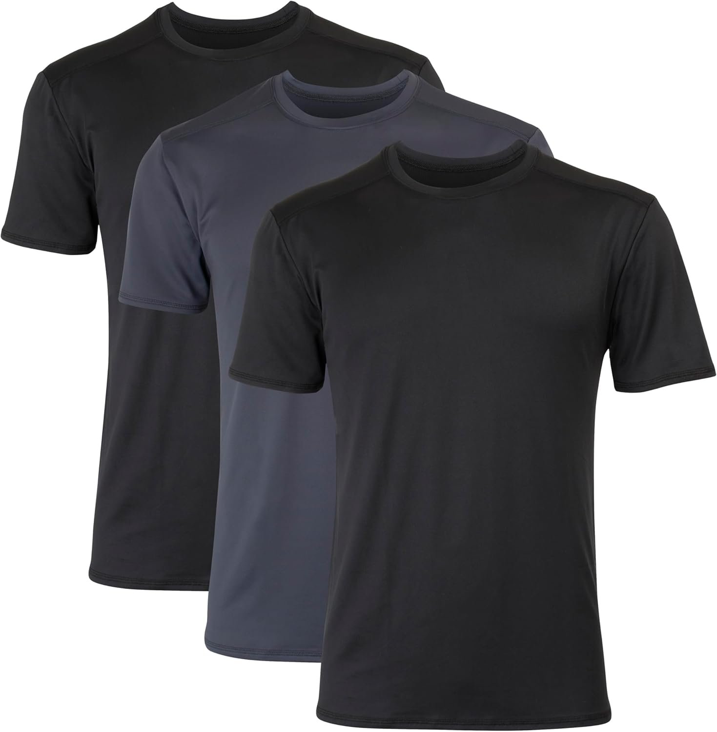 Hanes Men's Moves Breathable Mesh Back T-Shirt, X-Temp Moisture-Wicking Tee, White or Black/Grey, 3-Pack - Image 2