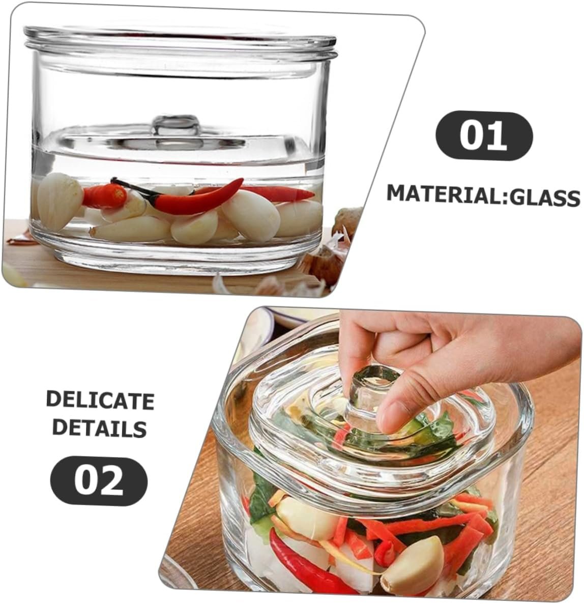Transparent Glass Pickle Canister Airtight Wide Mouth Jar for Food Storage Glass Kimchi Jar with Sealed Lid for Kitchen Organization - Image 5