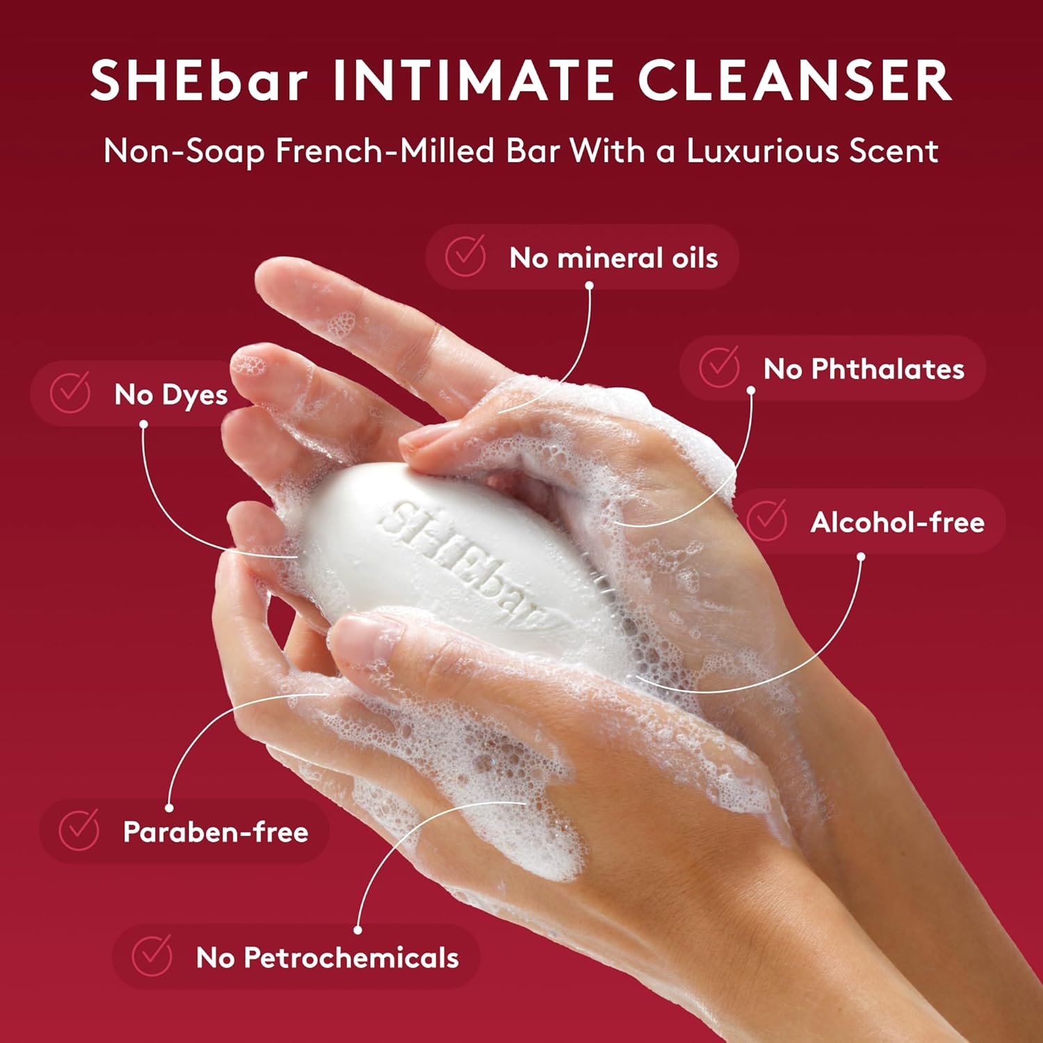 SHEbar, Feminine Cleansing Bar, Yoni Bar, pH-Balanced Formula, Clean & Gentle Ingredients, Velvety Texture, Light Mandarin Scent, Rich in Essential Oils (3.2oz) - Image 3