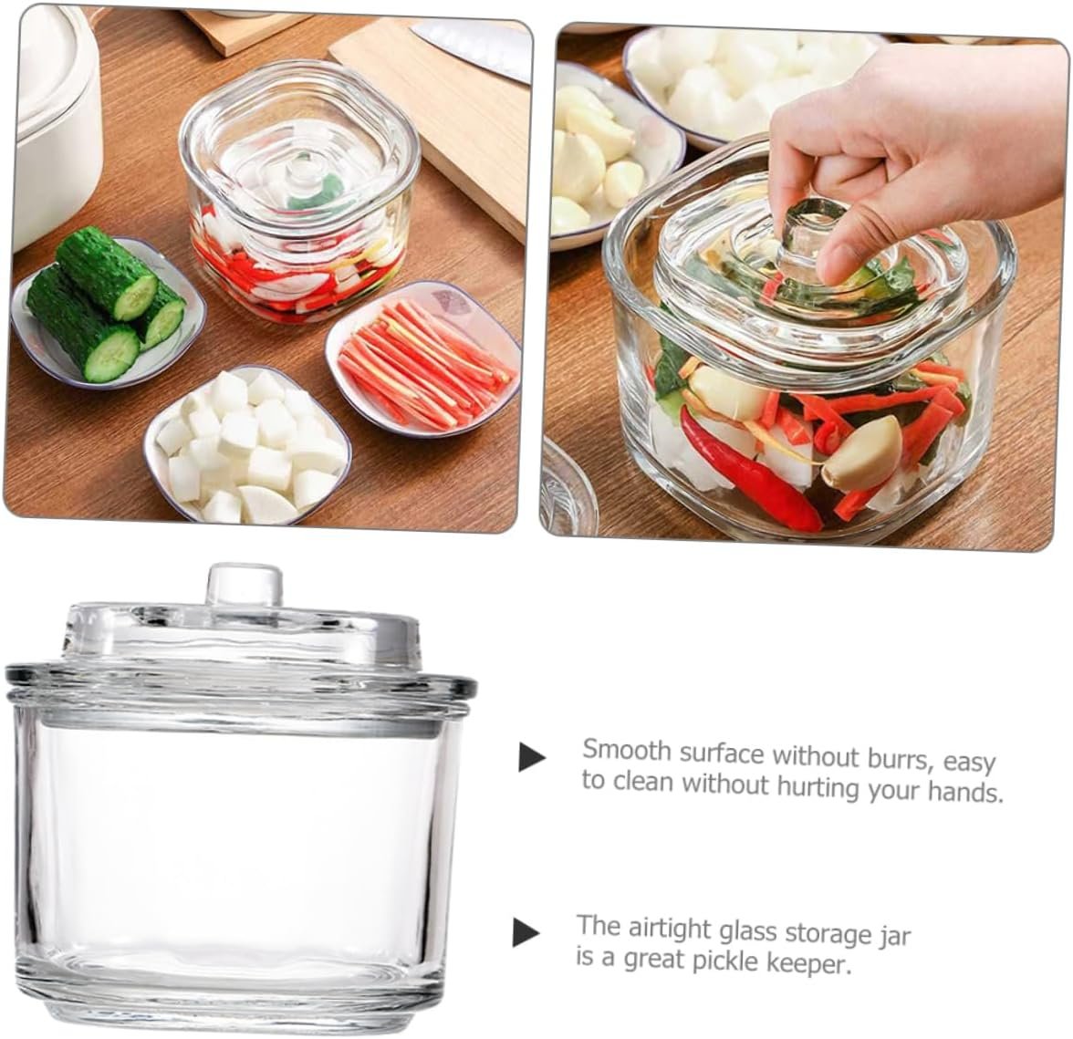 Transparent Glass Pickle Canister Airtight Wide Mouth Jar for Food Storage Glass Kimchi Jar with Sealed Lid for Kitchen Organization - Image 4