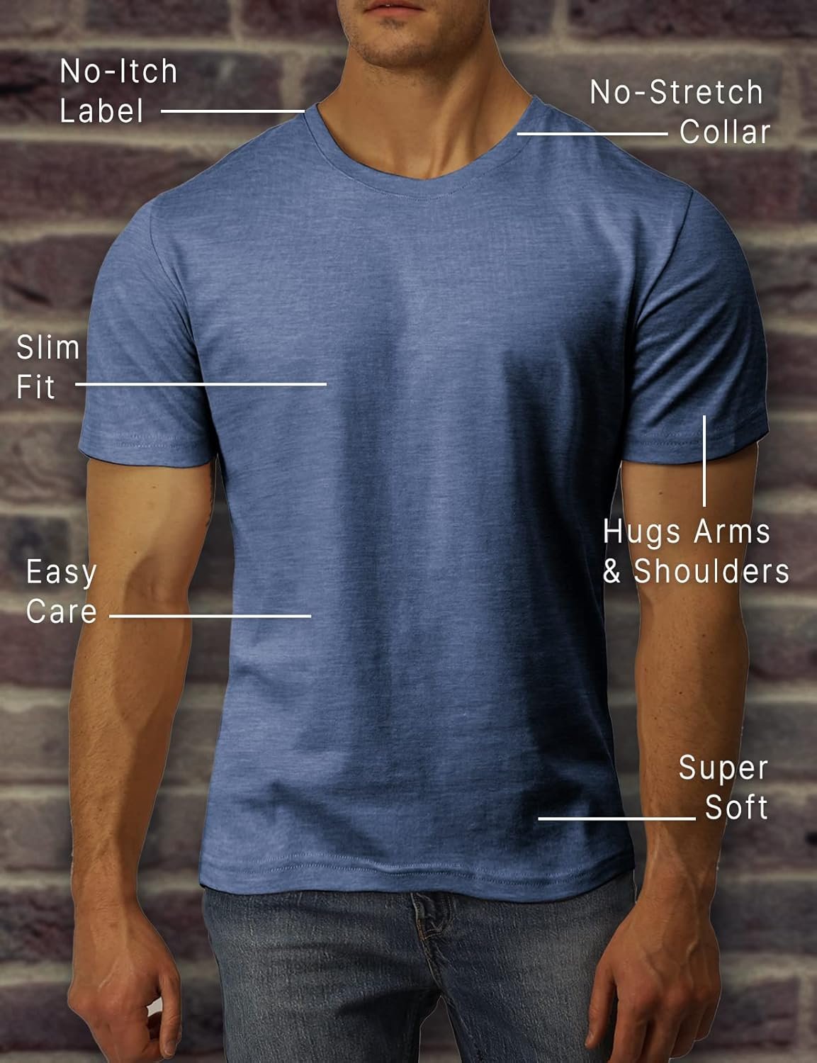 H2H Mens Casual Slim Fit Short Sleeve T-Shirts Soft Lightweight V-Neck/Crew-Neck Size XS to 3XL - Image 6