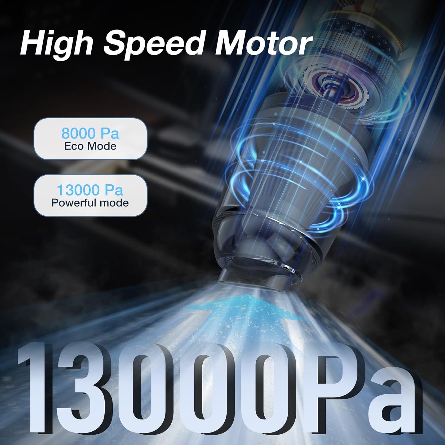 Car Handheld Vacuum Cordless 13000 PA Suction Power, Portable Mini Vacuum Cleaner for Car Home Office and Pet Hair, Black - Image 4