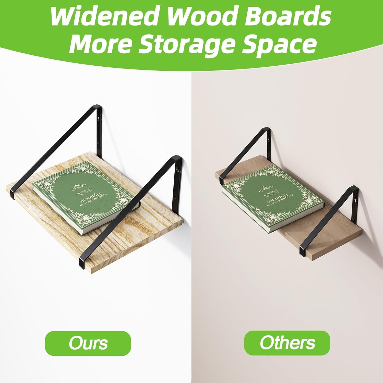 Fixwal 12 Inch Deep Floating Shelves, Rustic Wood Large Wall Mounted Shelves for Decor Storage for Bedroom, Living Room, Kitchen, Bathroom and Office Storage - Image 6