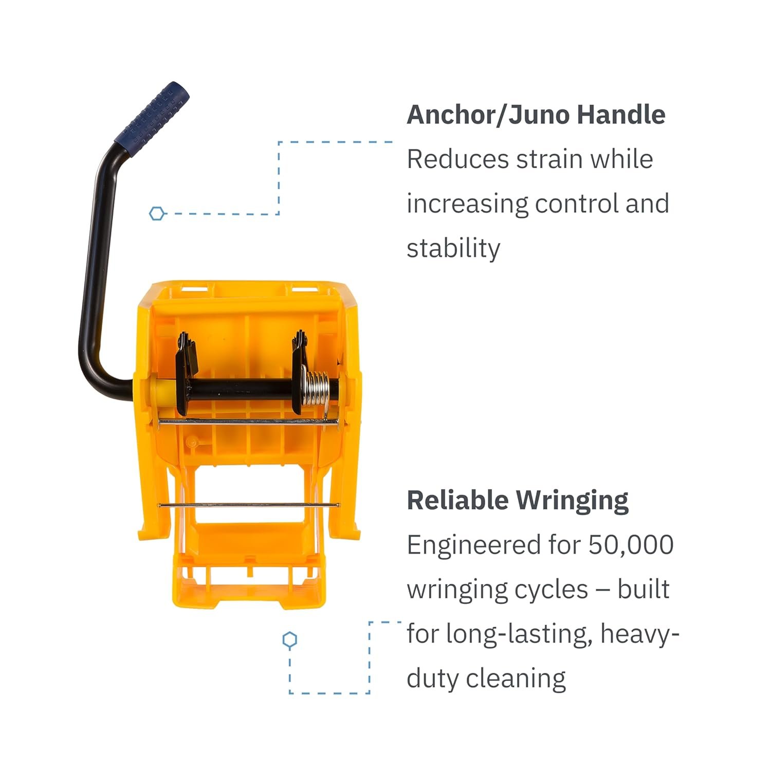 Carlisle FoodService Products 26-Quart Commercial Mop Bucket with Side-Press Wringer, Precision-Molded Polypropylene, Durable Wringer, Bucket with Non-Marking Casters, 18.5 x 16.5 x 23 Inches, Yellow - Image 10