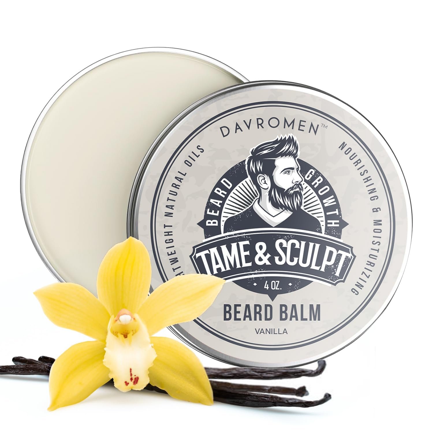 Vanilla Beard Balm (4 Oz), Beard Balm for Men, with Olive Fruit Oil, Coconut Oil, Shea Butter - Styles, Strengthens & Softens Beards, Leave in Conditioner Wax for Men - Image 2