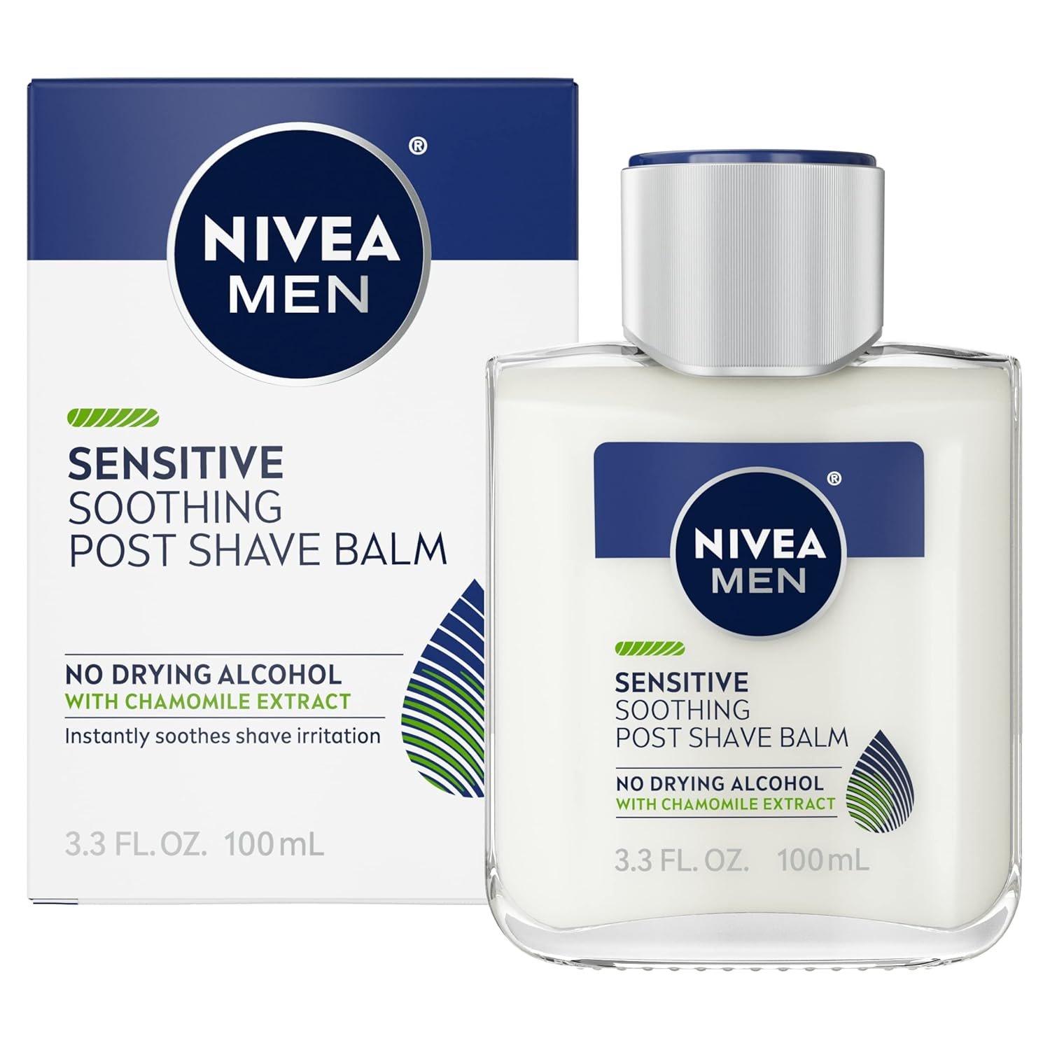 NIVEA MEN Sensitive Soothing Post Shave Balm with Vitamin E, Pro-Vitamin B5 and Chamomile Extract, Alcohol Free After Shave Balm for Men, 3.3 Fl Oz Bottle - Image 2