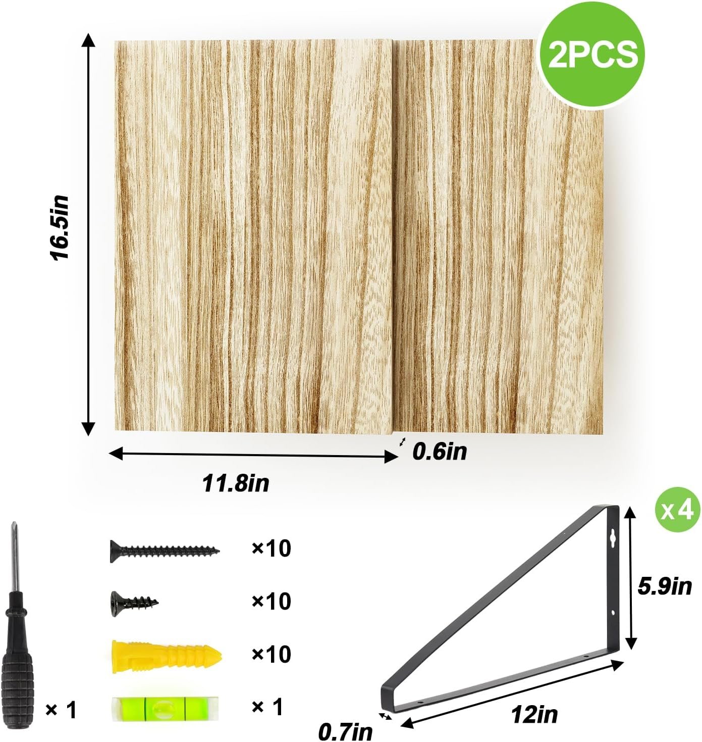 Fixwal 12 Inch Deep Floating Shelves, Rustic Wood Large Wall Mounted Shelves for Decor Storage for Bedroom, Living Room, Kitchen, Bathroom and Office Storage - Image 5