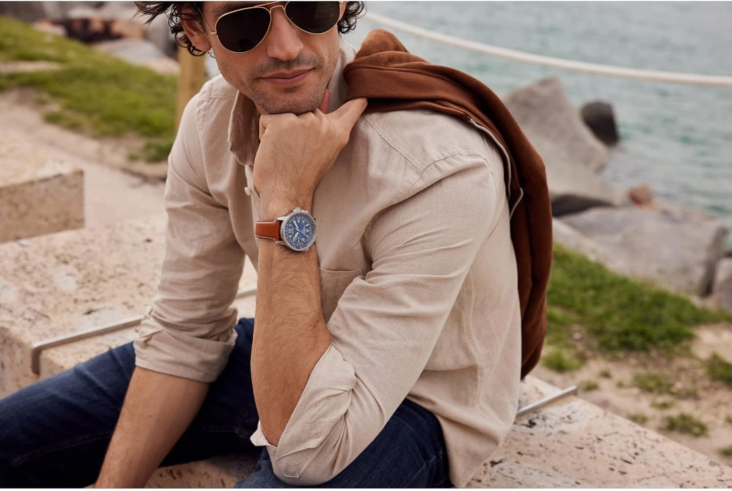 Citizen Men's Eco-Drive Sport Leather Strap Watch - Image 5