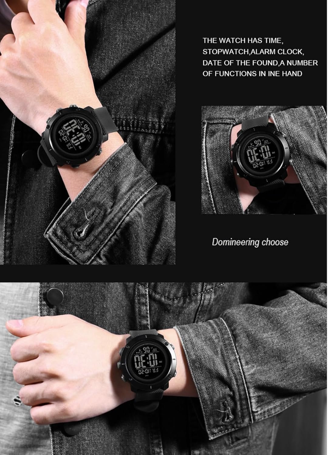 Digital Watch Sports Waterproof Military Back Light Small Watch for Men Black 1426 - Image 3