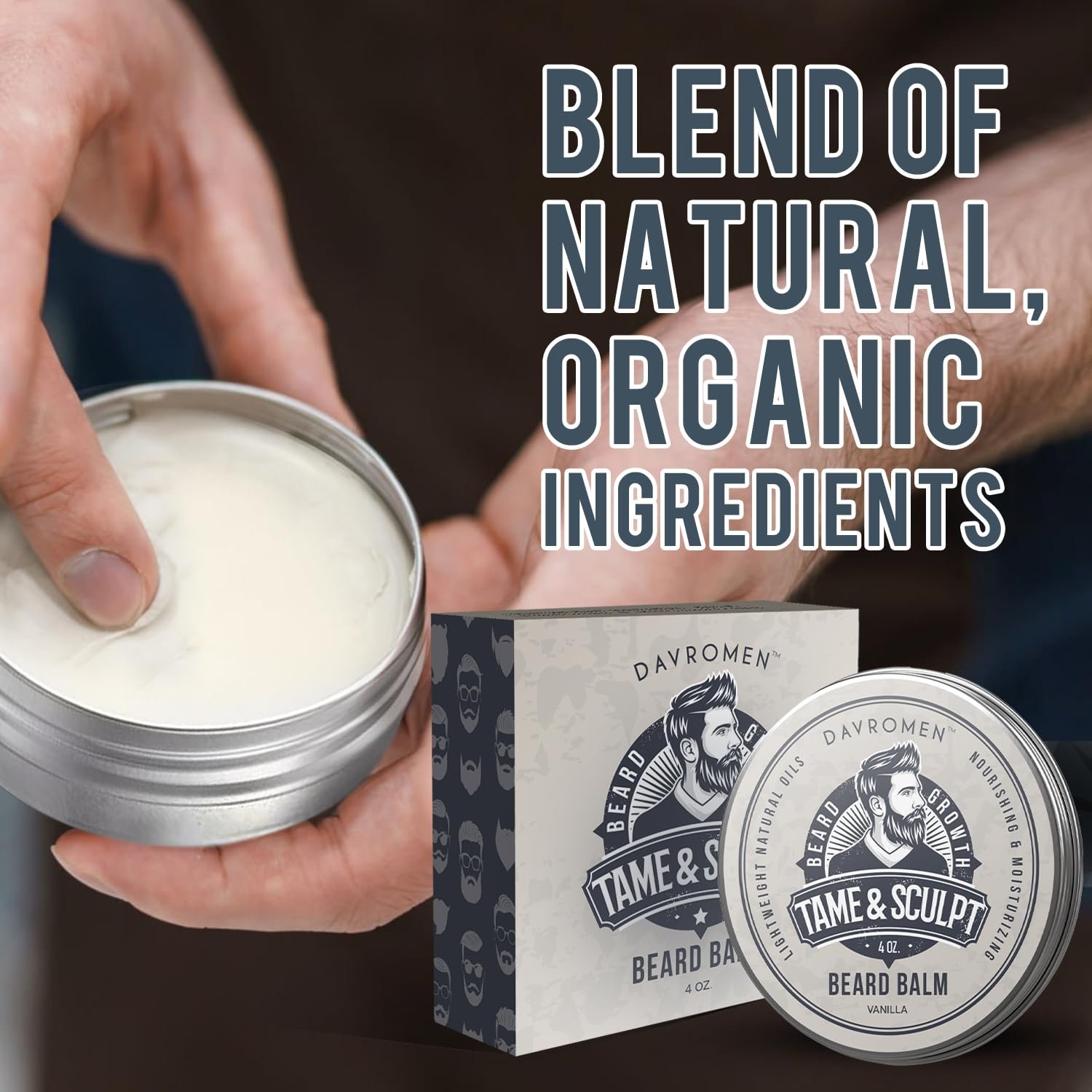 Vanilla Beard Balm (4 Oz), Beard Balm for Men, with Olive Fruit Oil, Coconut Oil, Shea Butter - Styles, Strengthens & Softens Beards, Leave in Conditioner Wax for Men - Image 6
