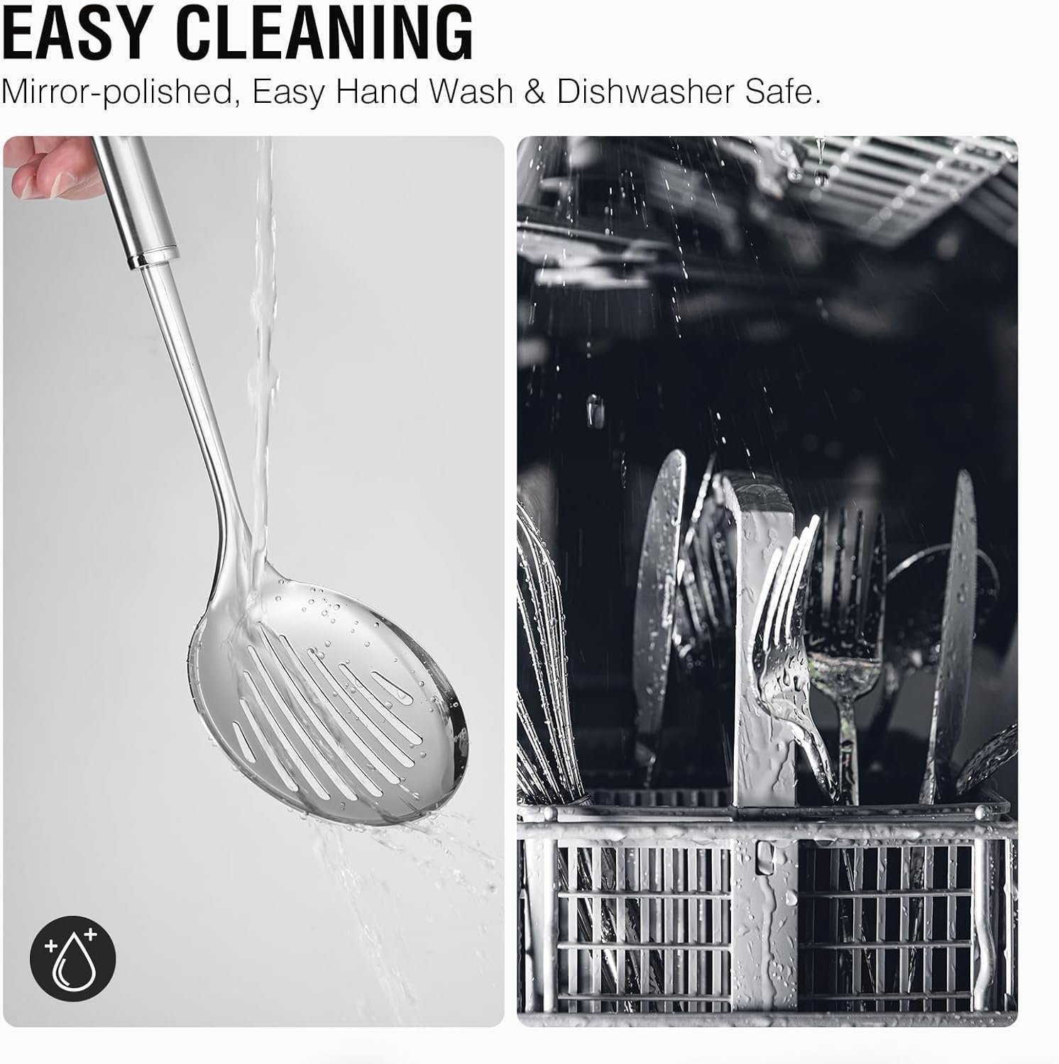 Stainless Steel Cooking Utensils 7PCS Kitchen Utensils Set, Heat Resistant Handle Utensils Set Included Ladle, Meat Fork, Slotted Spatula, Pasta Fork, Masher, Solid Spoon, Skimmer Spoon - Image 8