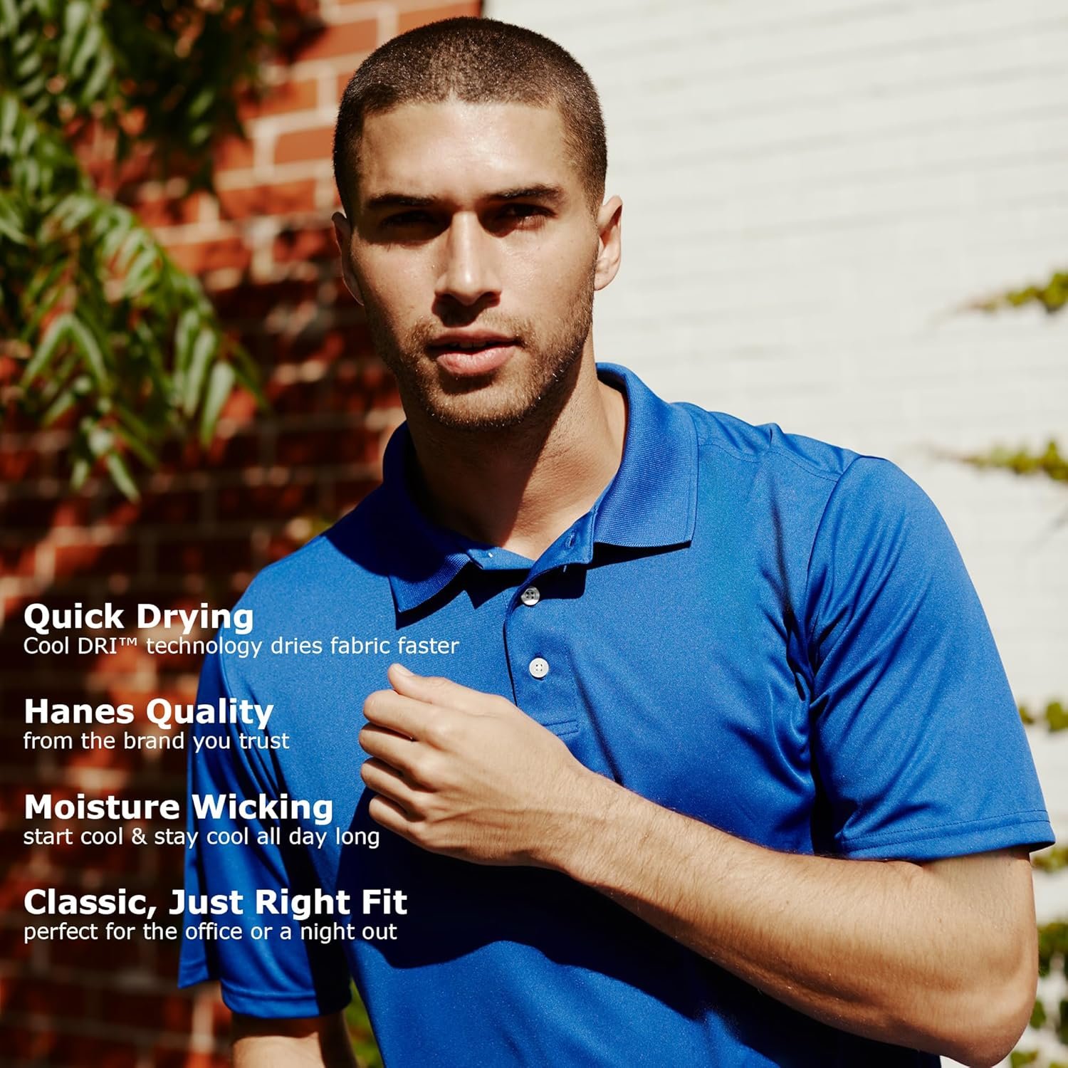 Hanes Sport Men's Polo Shirt, Men's Cool DRI Moisture-Wicking Performance Polo Shirt, Jersey Knit Performance Polo Shirt - Image 5