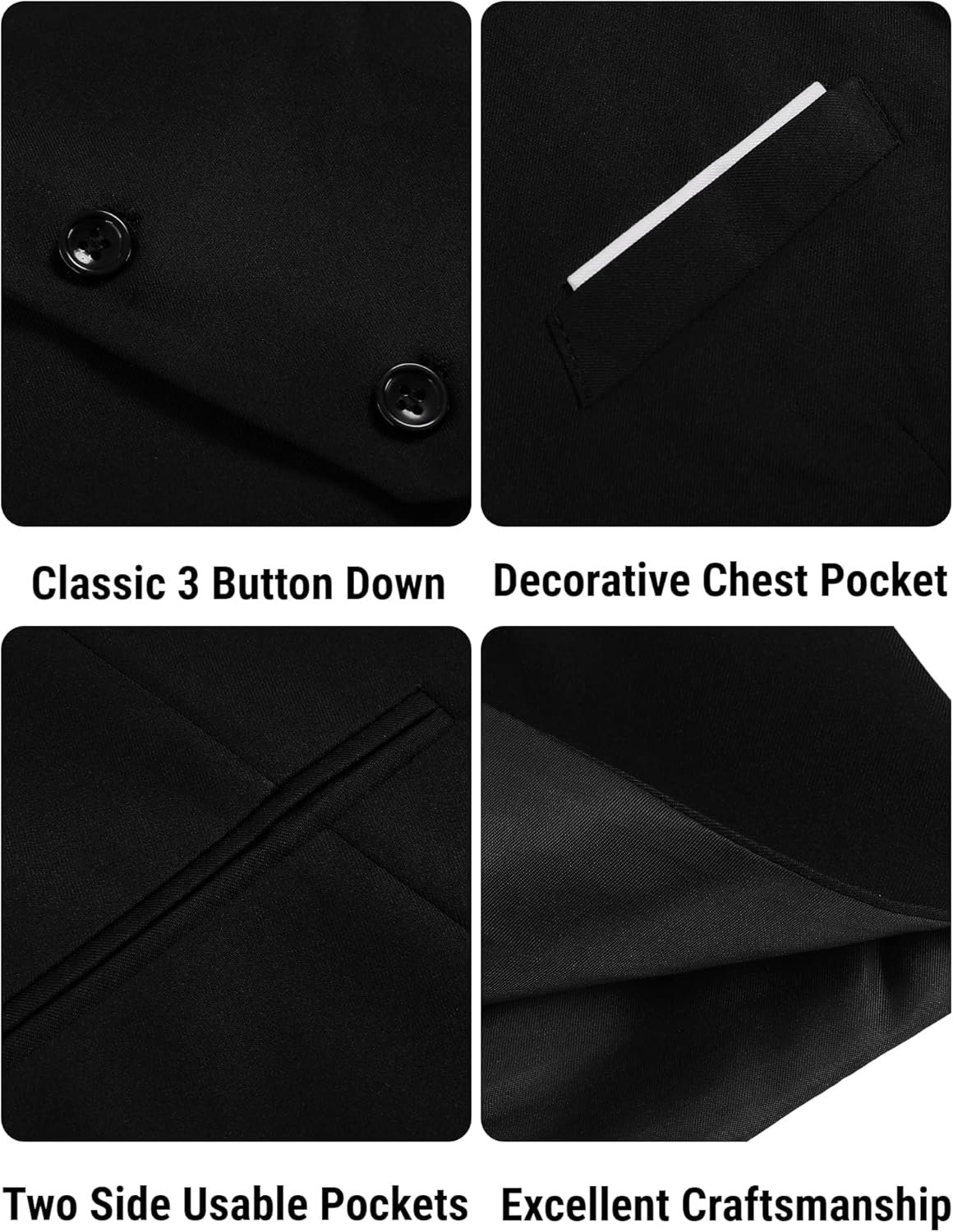 COOFANDY Men's Suit Vest Slim Fit Formal Dress Waistcoat Casual Business Vests for Suit or Tuxedo - Image 6