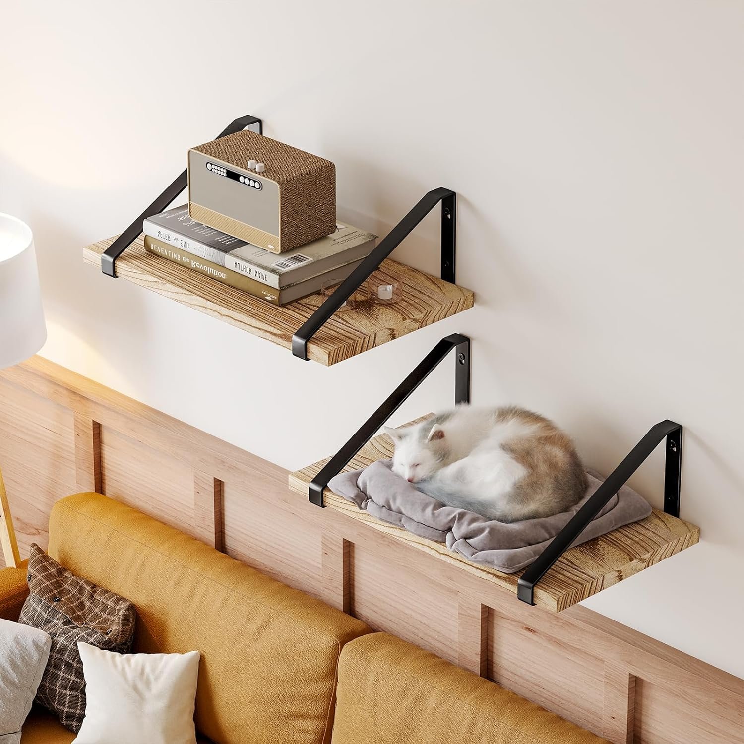 Fixwal 12 Inch Deep Floating Shelves, Rustic Wood Large Wall Mounted Shelves for Decor Storage for Bedroom, Living Room, Kitchen, Bathroom and Office Storage - Image 7