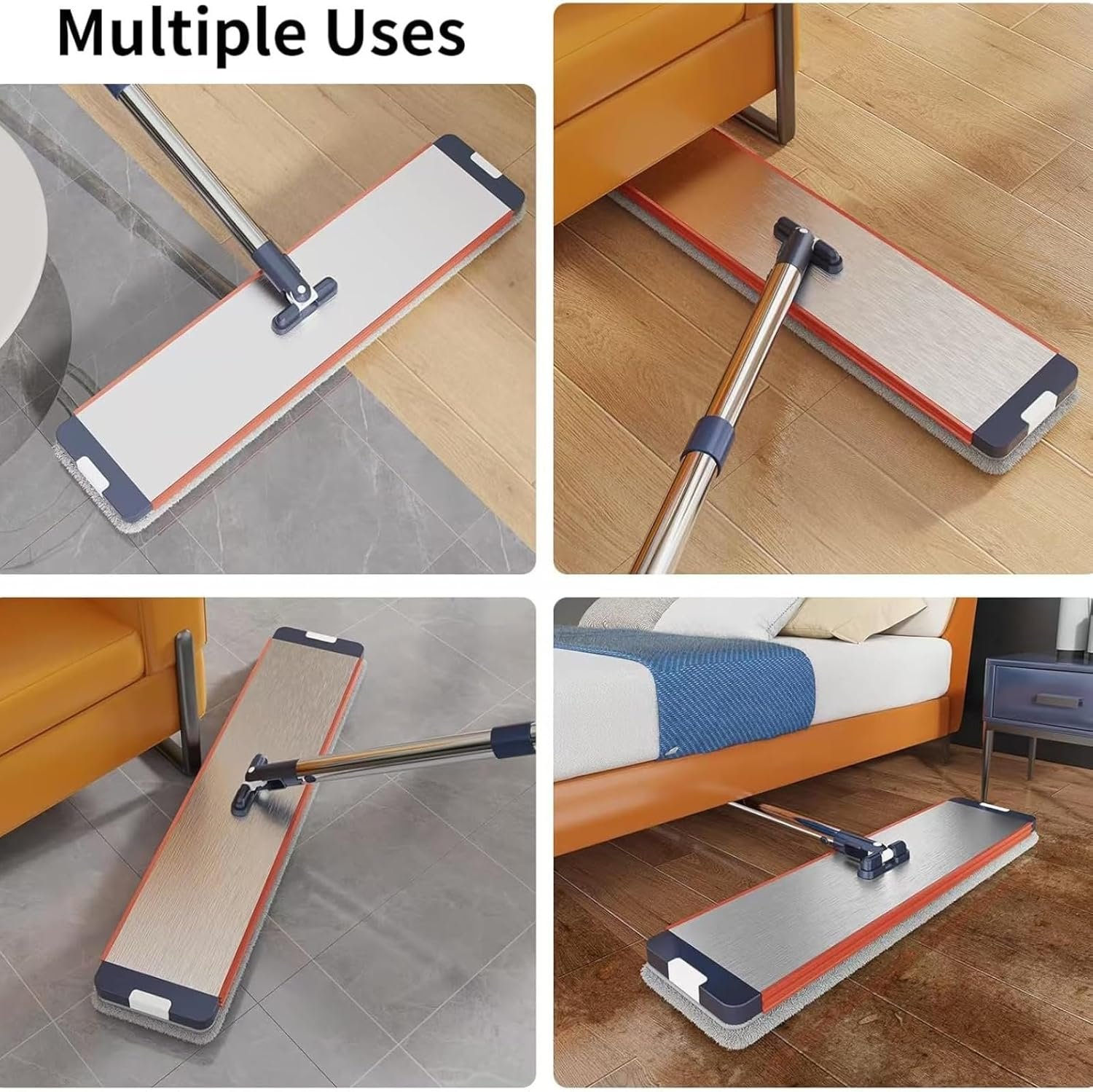 Household mop Bucket with Wringer, Microfiber Stainless Steel Flat mop Narrow Bucket Set, Reusable Microfiber mop pad, Suitable for Multi-Purpose Cleaning of Floors, Walls, and Glass - Image 5