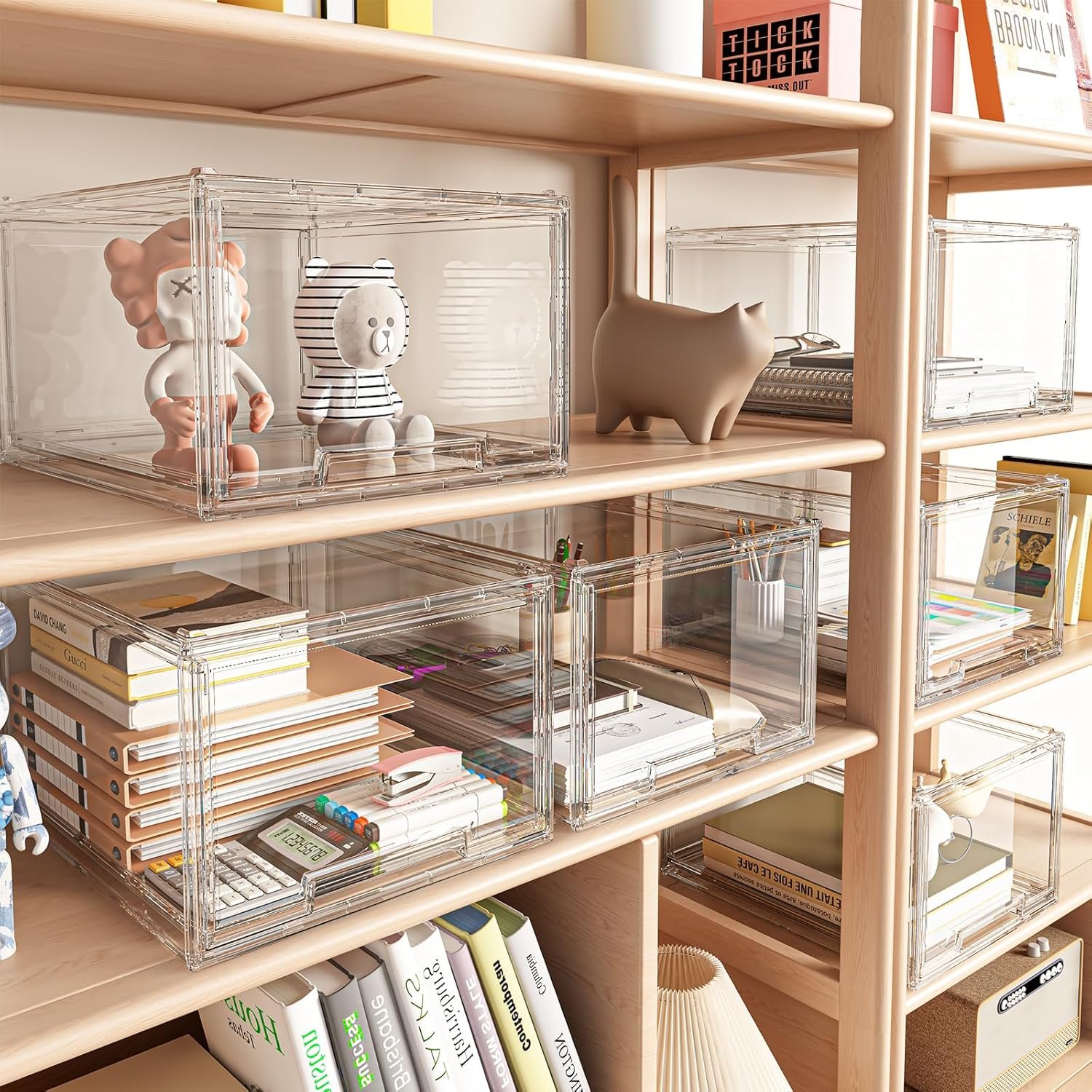 2 Packs Plastic Stackable Storage Drawers, Clear Desktop Drawer Organizers, 2 Drawer Storage Organizer, Make up Organizer with Drawers, Arcylic Drawers Organizer for Office Supplies, School, Home - Image 5