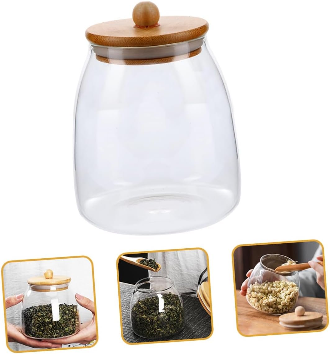 Glass Sealed Jar Bamboo Lid for Kitchen Storage Candy Storage Jar Lids for Food Tea Dried Fruits - Image 3