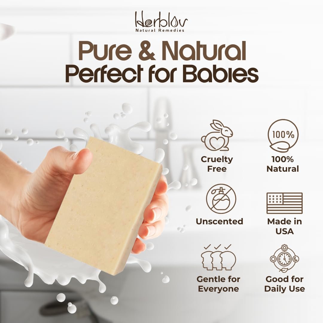 Oatmeal Soap – Natural Oatmeal & Honey Goat Milk Soap Bar – Face & Body Wash for Eczema, Psoriasis, Dry, Itchy, Sensitive Skin Relief – Unscented Great for Kids, Babies – Handcrafted, Made in USA - Image 5