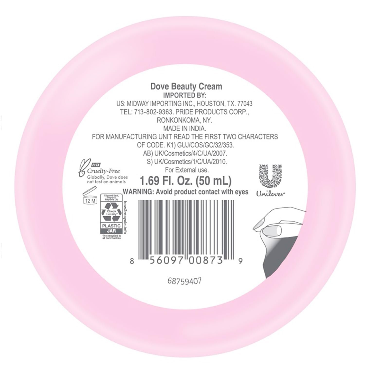 Dove Body Love Beauty Cream, Face & Body, 6-Pack – 24H Moisturizing Cream for Dry Skin, Travel-Size, 1.69 Fl Oz Ea - Image 3