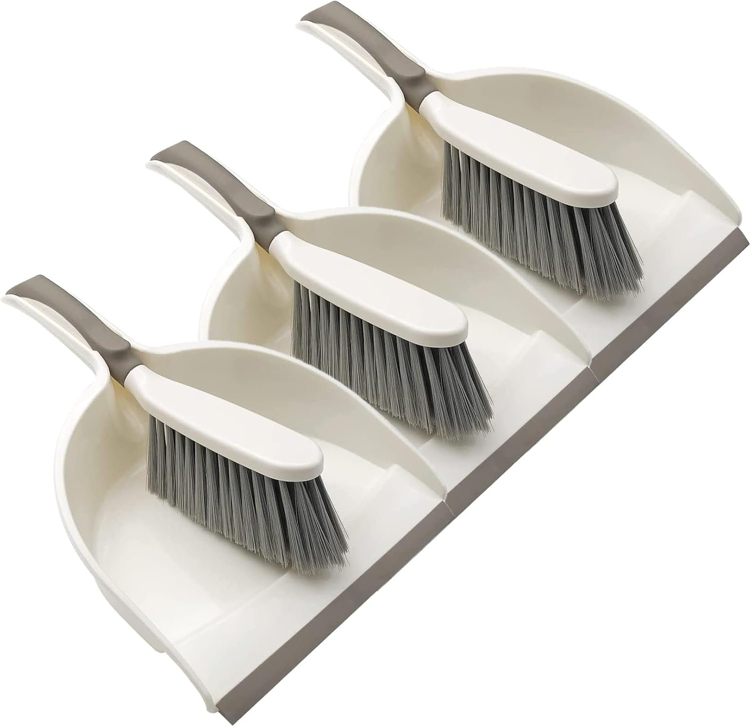 Dust Pan, Dustpan and Brush Set, Small Dust pan and Brush Set, Hand Broom and Dustpan Set for Home, Handheld Angled Dust Pans and Broom are Daily Essential Cleaning Tools for The Family. 3 Set Beige - Image 2