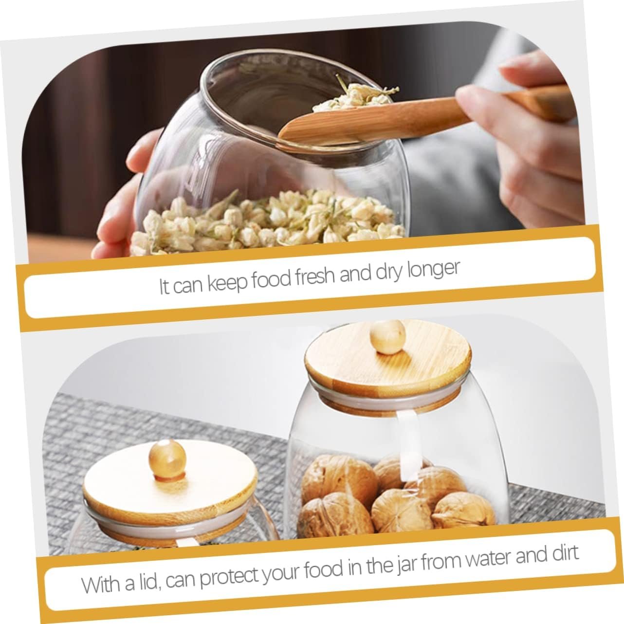 Glass Sealed Jar Bamboo Lid for Kitchen Storage Candy Storage Jar Lids for Food Tea Dried Fruits - Image 5
