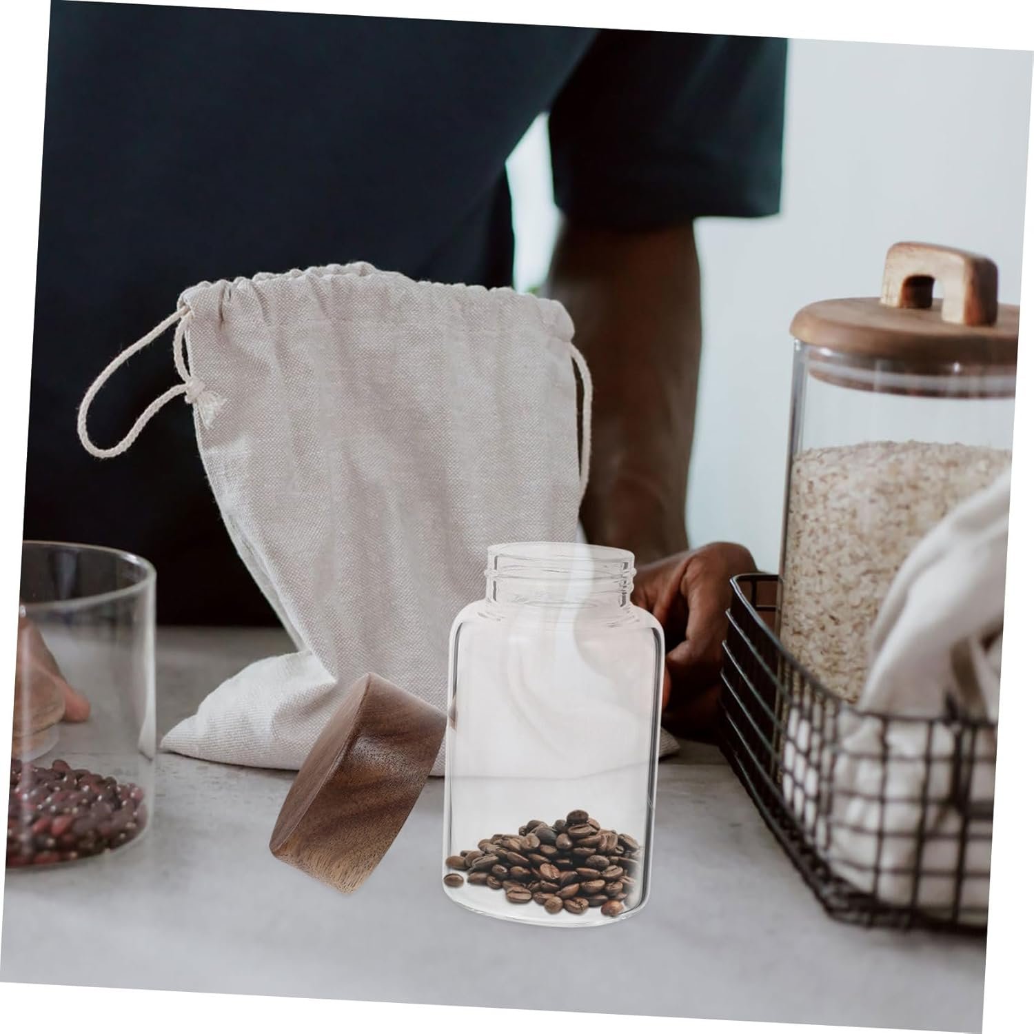 Glass Jar Lid Airtight Seal Food Storage Container Kitchen Canister Mason Jar - Image 4