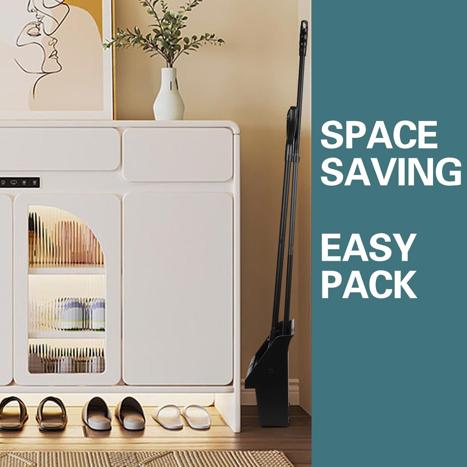 SB Broom with Dustpan Combo Set for Office, Indoor&Outdoor Sweeping,Broom and Dustpan Set,Large Size and Stiff Broom Dust pan with Long Handle,Stand Up Broom and Dustpan,Rectangular, Angular - Image 4