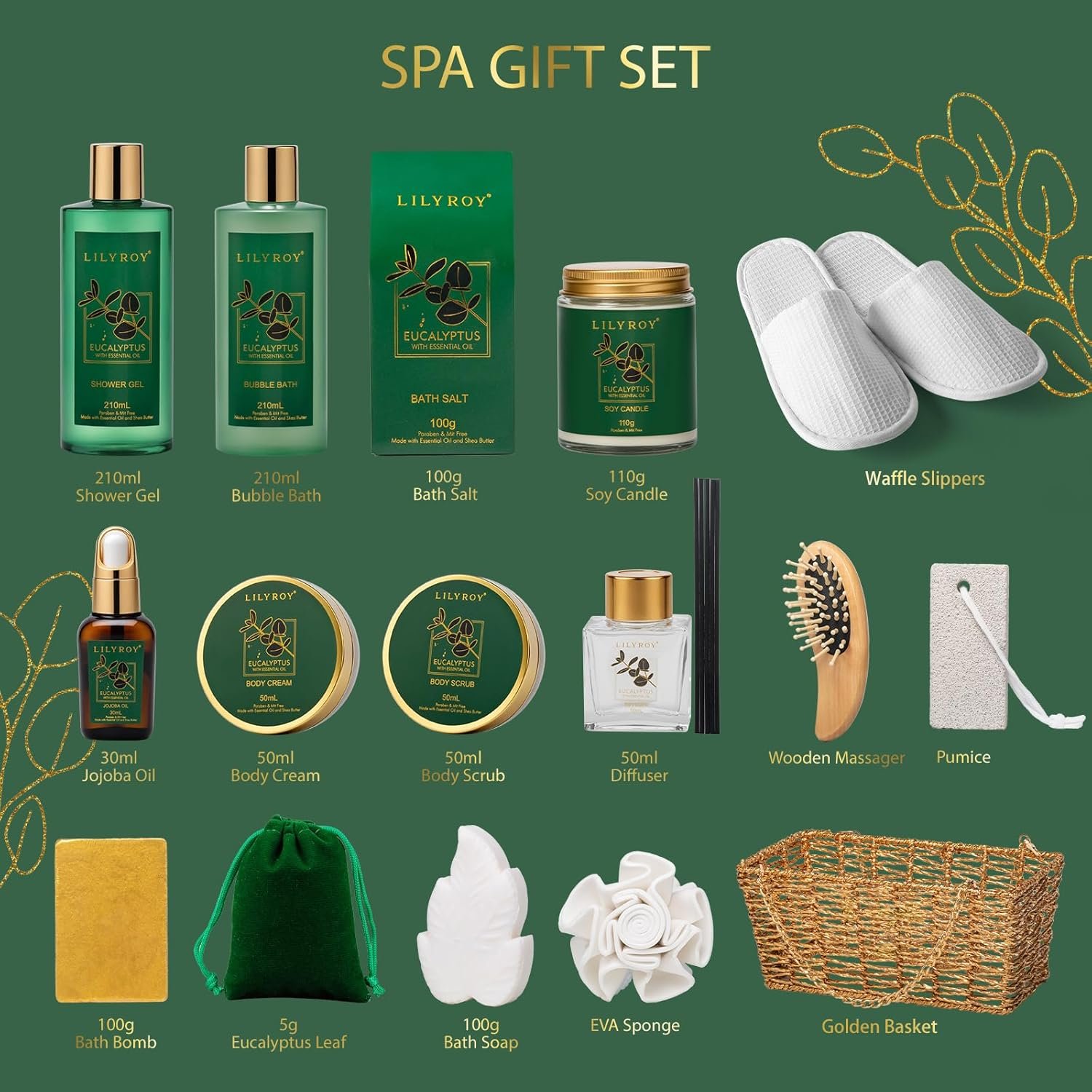 18-Piece Luxury Spa Gift Basket Set for Fathers Day Bath & Body Care Kit for Women & Men Perfect Gift for Christmas Mother's Day Birthday with Shower Gel & More Great for Holidays & Special Occasions - Image 3