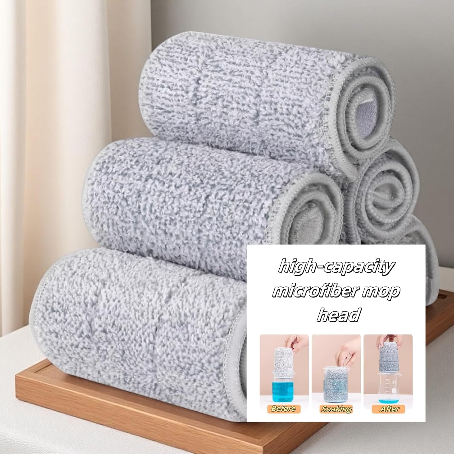 Flat Mop and Bucket with Wringer Set for Floor Cleaning, Separates Dirty and Clean Water, Wall Cleaner Mop, 4pcs Washable Microfiber Pads - Image 8