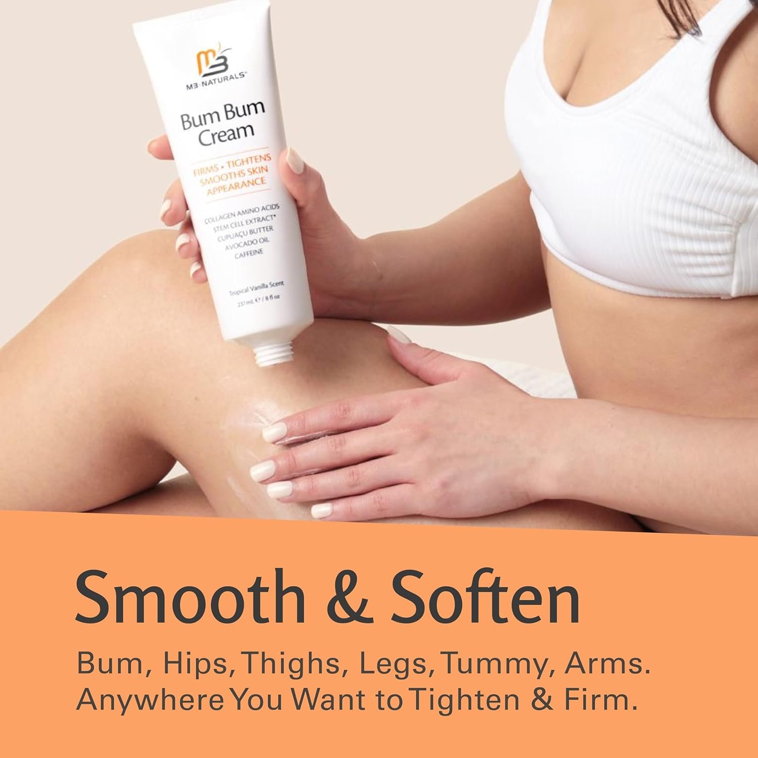 Bum Bum Cream with Lemon Vanilla Scent, 2-in-1 Skin Care Cellulite Treatment & Massage Lotion, Non-Greasy Skin Tightening for Firm Butt, Belly, and Thighs with Cupuaçu, Collagen, and Caffeine, 8 Fl Oz - Image 8