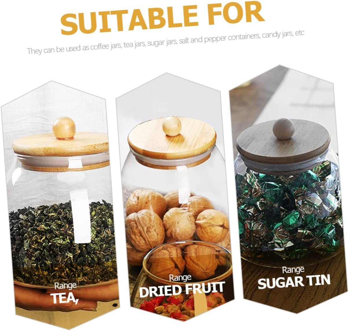 Glass Sealed Jar Bamboo Lid for Kitchen Storage Candy Storage Jar Lids for Food Tea Dried Fruits - Image 8
