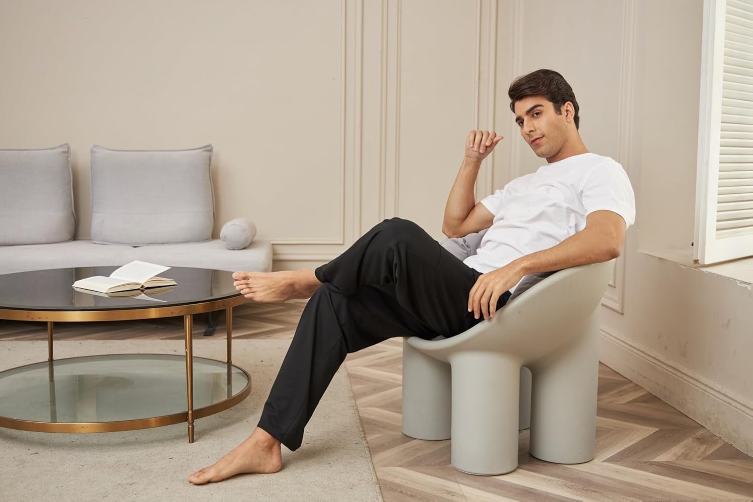 Deyeek Men's Cargo Sweatpants Open Bottom Baggy Sweat Pants for Mens Straight Leg Gym Cargo Sweats Lounge Pants with Pockets - Image 7