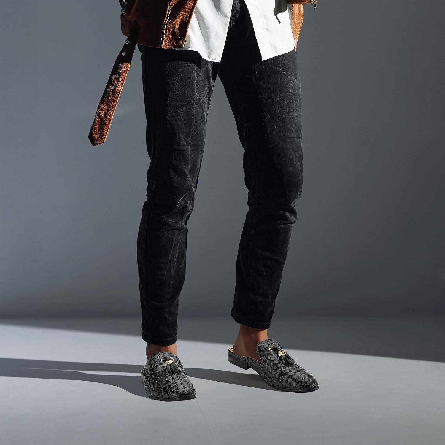 Meijiana Men's Slippers Slip-On Loafers Leather Formal Wear Casual Open Back Sandals - Image 6