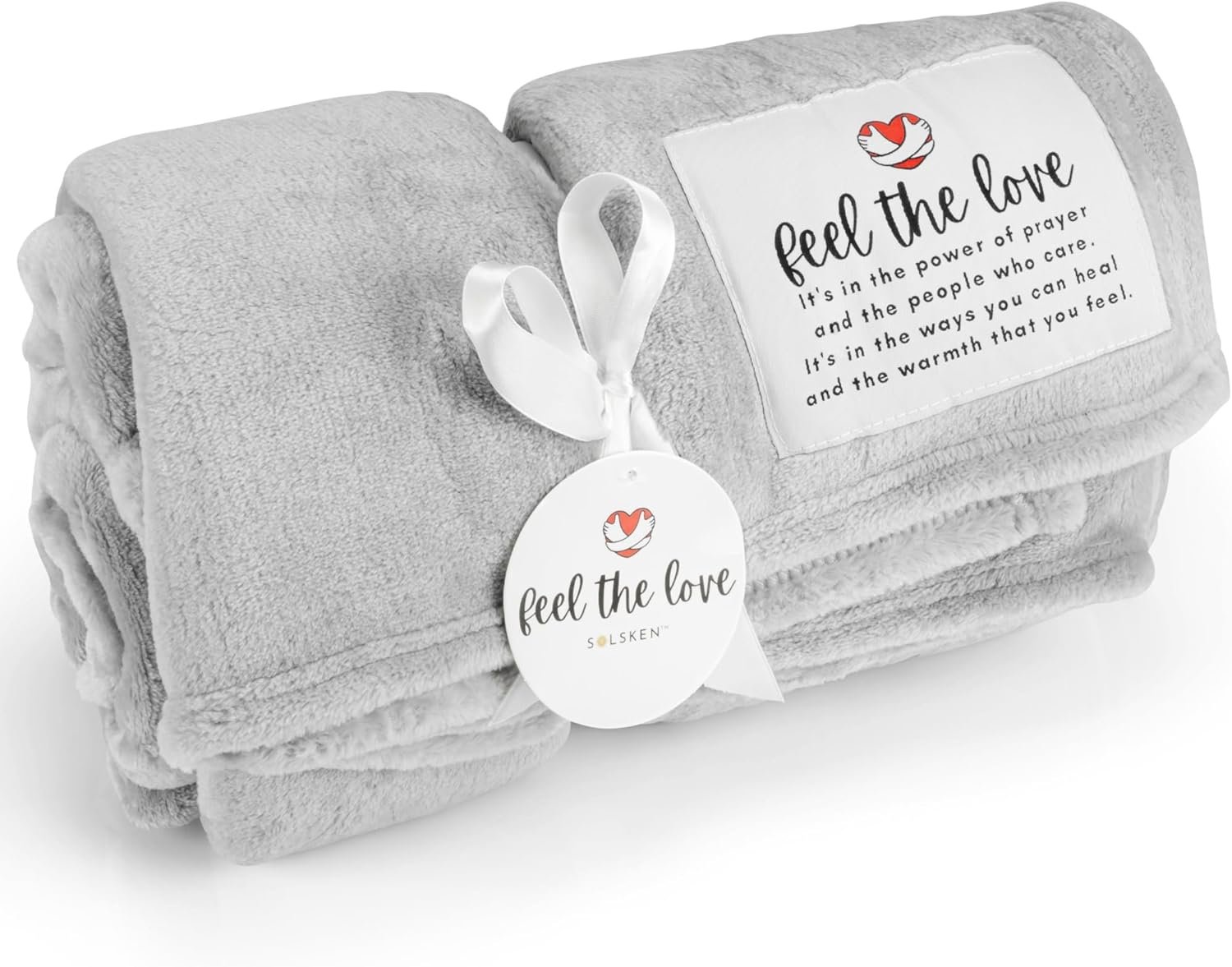 Get Well Blanket - Healing Blanket - Inspirational Blankets for Women/Men - Get Well Soon Gifts - Warm Hugs - Soft Fleece Throw Blanket - Strength - Healing Thoughts (Gray Fleece 50x65) - Image 2