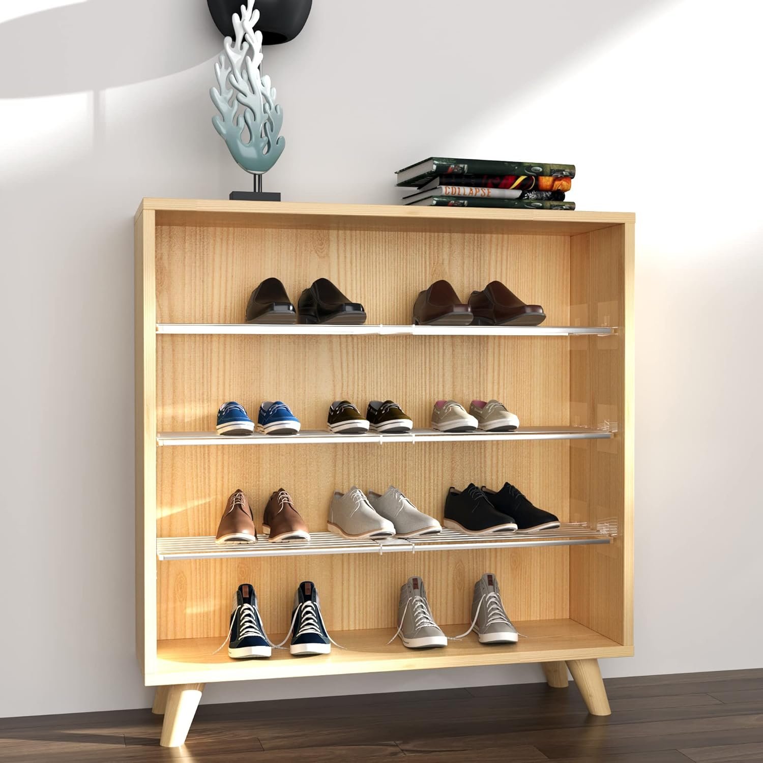 Expandable Closet Shelves Organizers, Adjustable Shelf for Cabinet Rack Storage Wardrobe Divider Shelving for Closets Pantry Cupboard Kitchen Large 1 Pack - Image 7