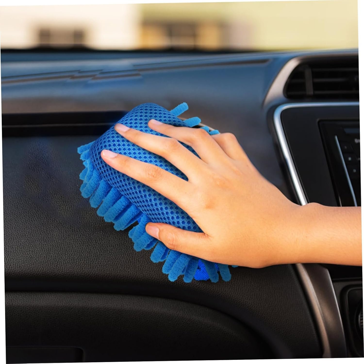 Wakauto 4Pcs Chenille Car Wash Sponge with Wax Applicator Pads Scratch Cleaning Sponges for Car Detailing Even Wax Distribution Reusable and Multi Purpose Cleaning Kit - Image 10