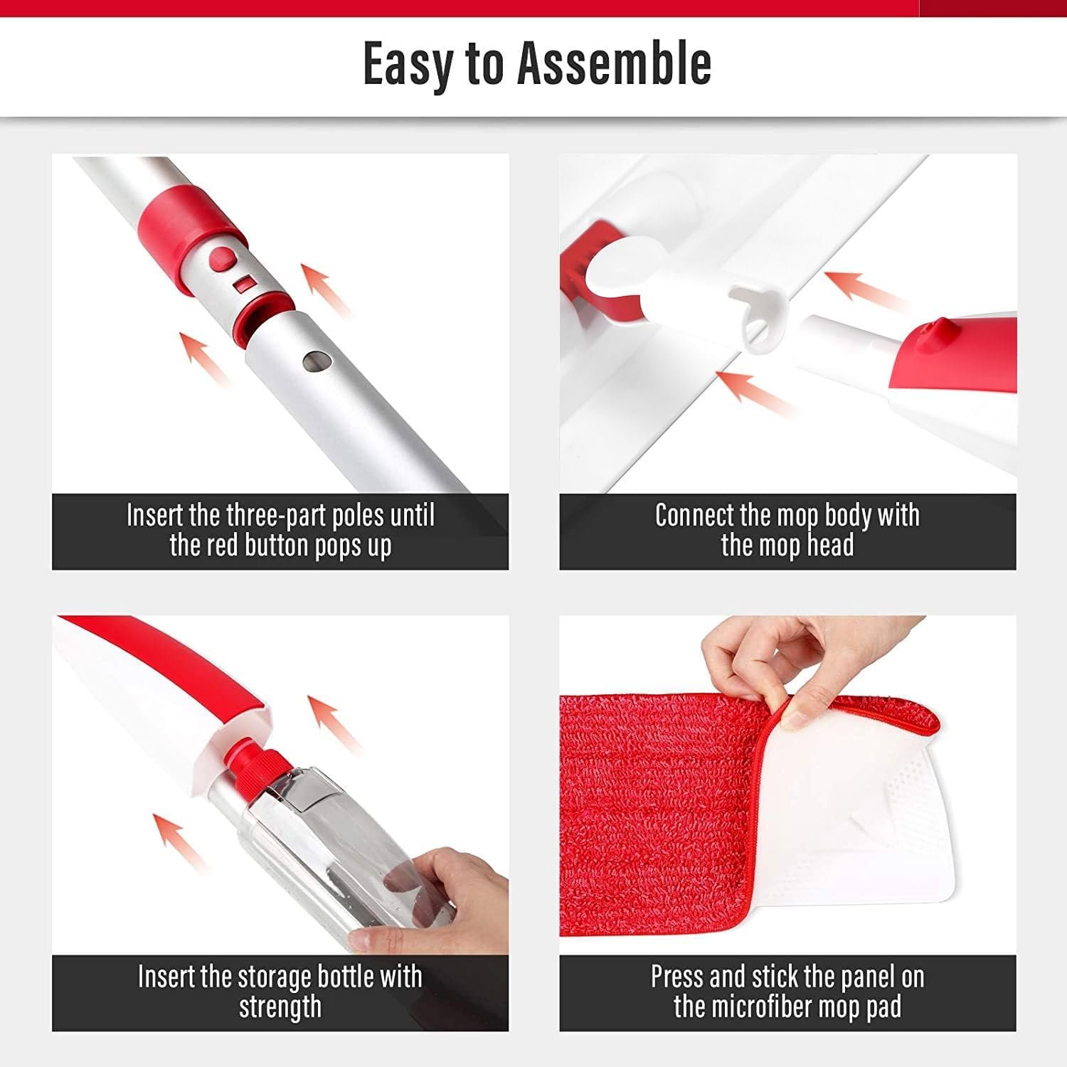 Mops for Floor Cleaning Wet Spray Mop with 14 oz Refillable Bottle and 2 Washable Microfiber Pads Home or Commercial Use Dry Wet Flat Mop for Hardwood Laminate Wood Ceramic - Image 8