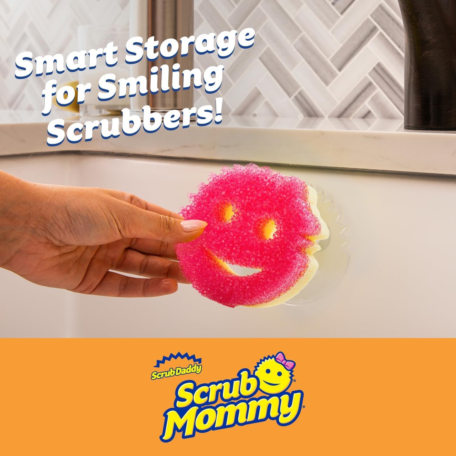 Scrub Daddy 6 Scrub Mommy Kitchen Sponges & 1 Daddy Caddy Sponge Holder - Scratch-Free for Dishes & Multipurpose Cleaning - BPA Free & Made with Polymer Foam - Stain & Odor Resistant - Image 3