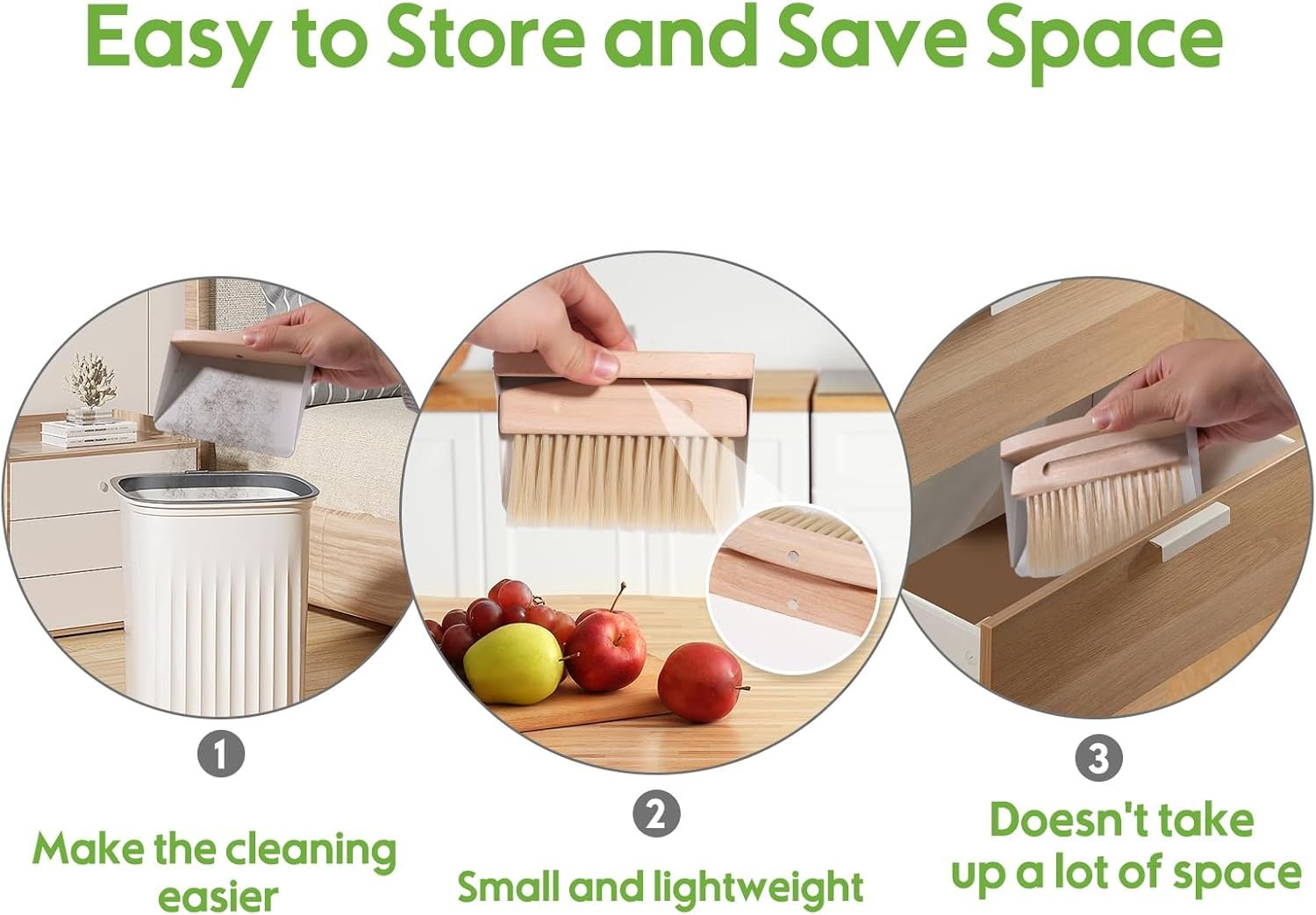 Small Dustpan and Brush Set with Wood Handle,Portable Hand Broom and Metal Dustpan Set, Wooden Mini Brush with Dustpan Set for Home Kitchen Office Desktop,Pet Dog Hair,Camping - Image 5