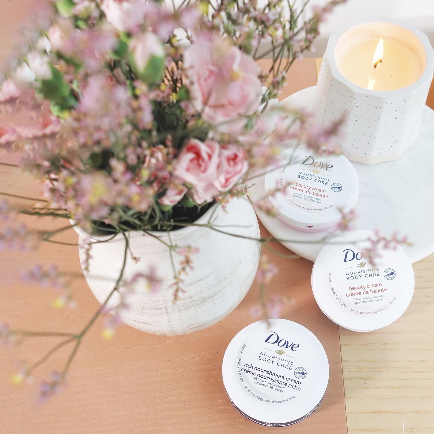 Dove Body Love Beauty Cream, Face & Body, 6-Pack – 24H Moisturizing Cream for Dry Skin, Travel-Size, 1.69 Fl Oz Ea - Image 4