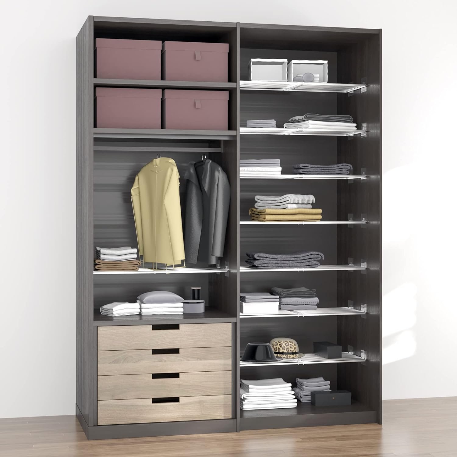 Expandable Closet Shelves Organizers, Adjustable Shelf for Cabinet Rack Storage Wardrobe Divider Shelving for Closets Pantry Cupboard Kitchen Large 1 Pack - Image 3