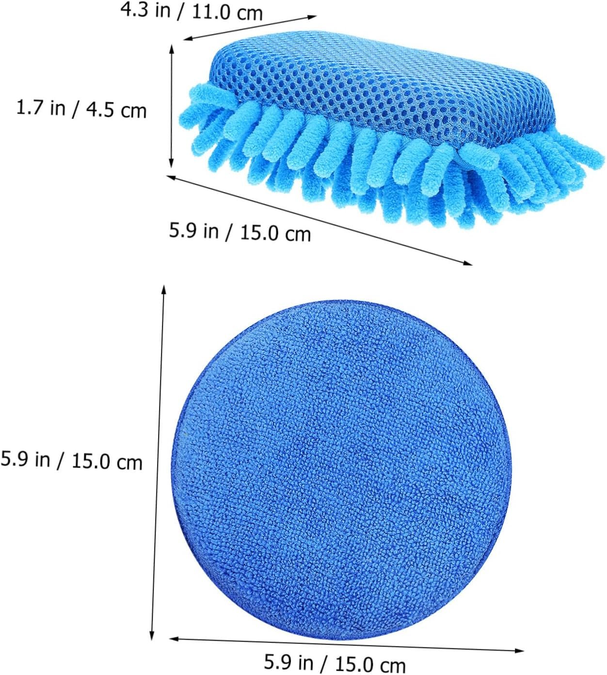 Wakauto 4Pcs Chenille Car Wash Sponge with Wax Applicator Pads Scratch Cleaning Sponges for Car Detailing Even Wax Distribution Reusable and Multi Purpose Cleaning Kit - Image 7