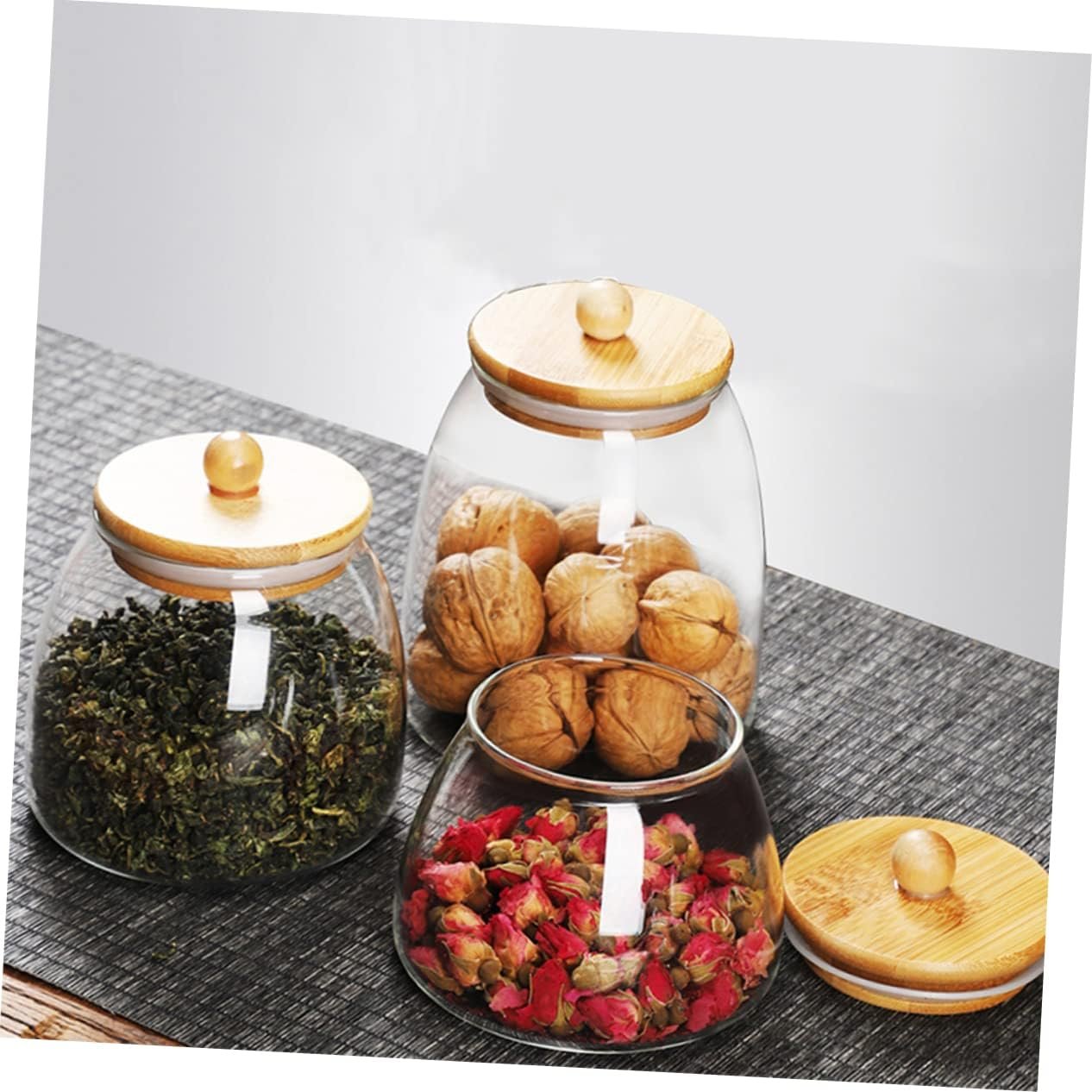 Glass Sealed Jar Bamboo Lid for Kitchen Storage Candy Storage Jar Lids for Food Tea Dried Fruits - Image 10