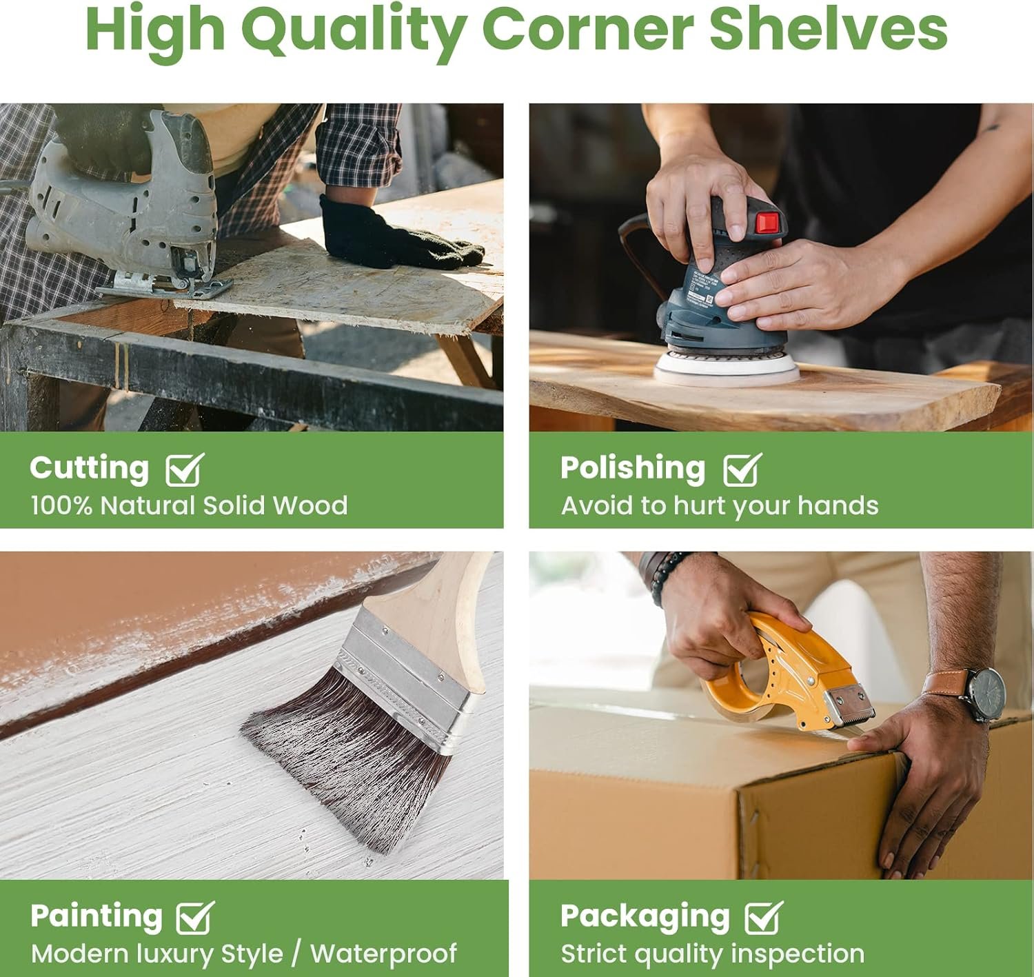 NATURE'S SOURCE Corner Floating Shelves with Invisible Brackets, Corner Shelves Wall Mounted Set of 3, Bedroom Bathroom Kitchen Living Room Office- Gothic Style 16.6" x 6" (Black) - Image 8