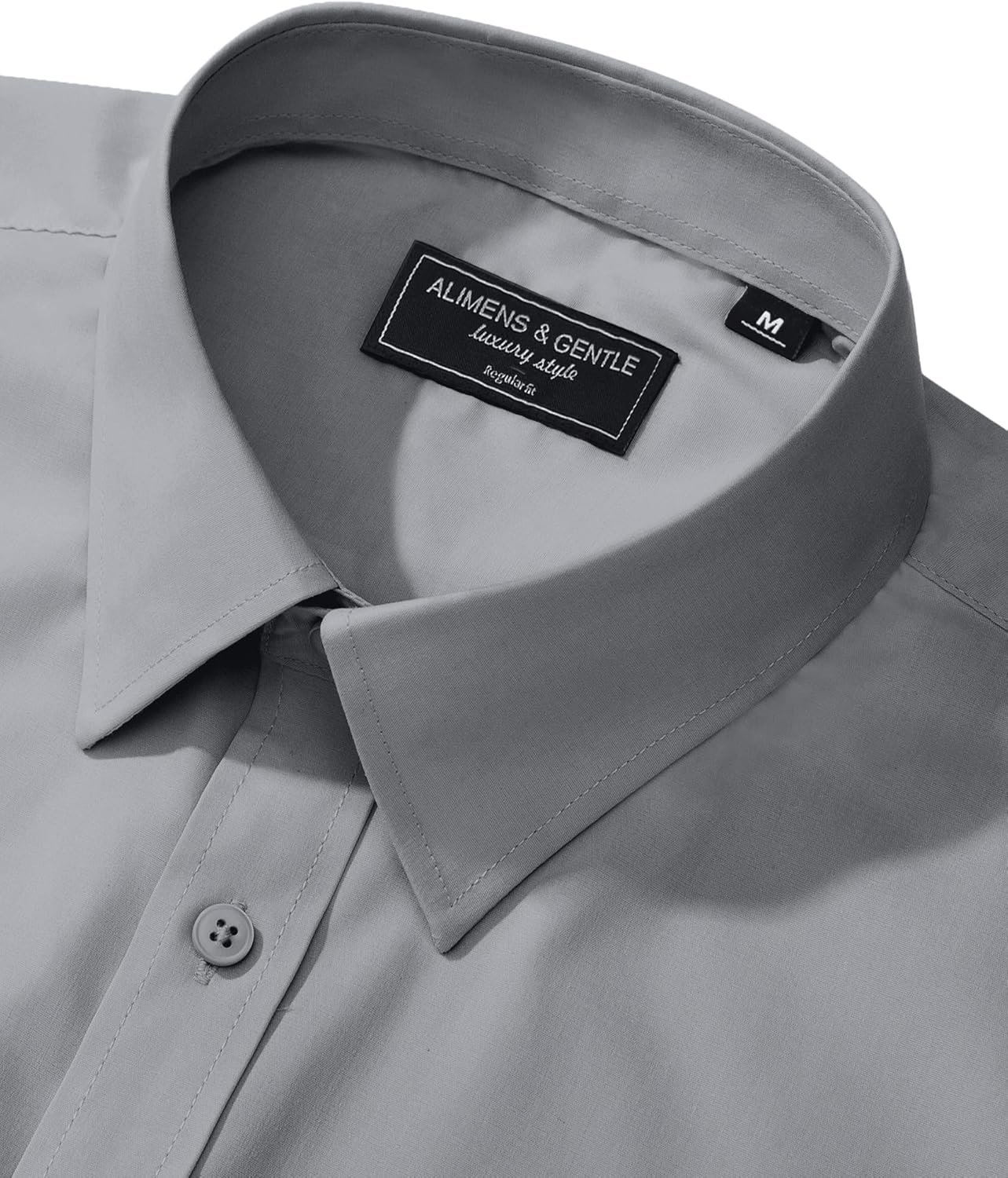 Alimens & Gentle Men's Dress Shirt Regular Fit Stretch Stain Shield Long Sleeve Solid Business Wedding Button Down Shirts - Image 5