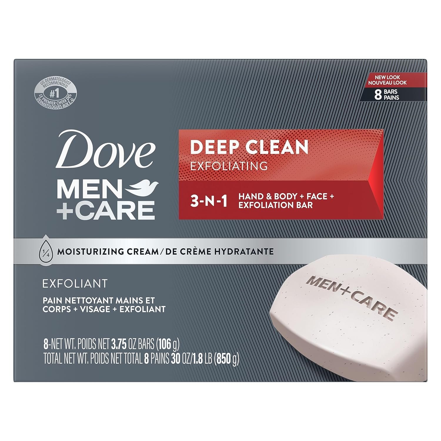 Dove Men+Care Men's Bar Soap Deep Clean 8 Bars More Moisturizing Than Bar Soap Effectively Washes Away Bacteria, Nourishes Your Skin 3.75 oz - Image 2